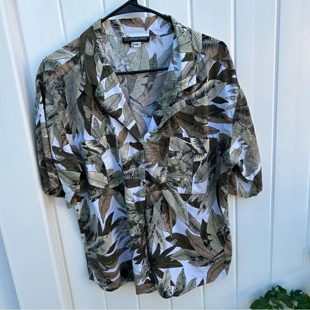 Vintage Counterparts button down collared blouse short sleeve size 12